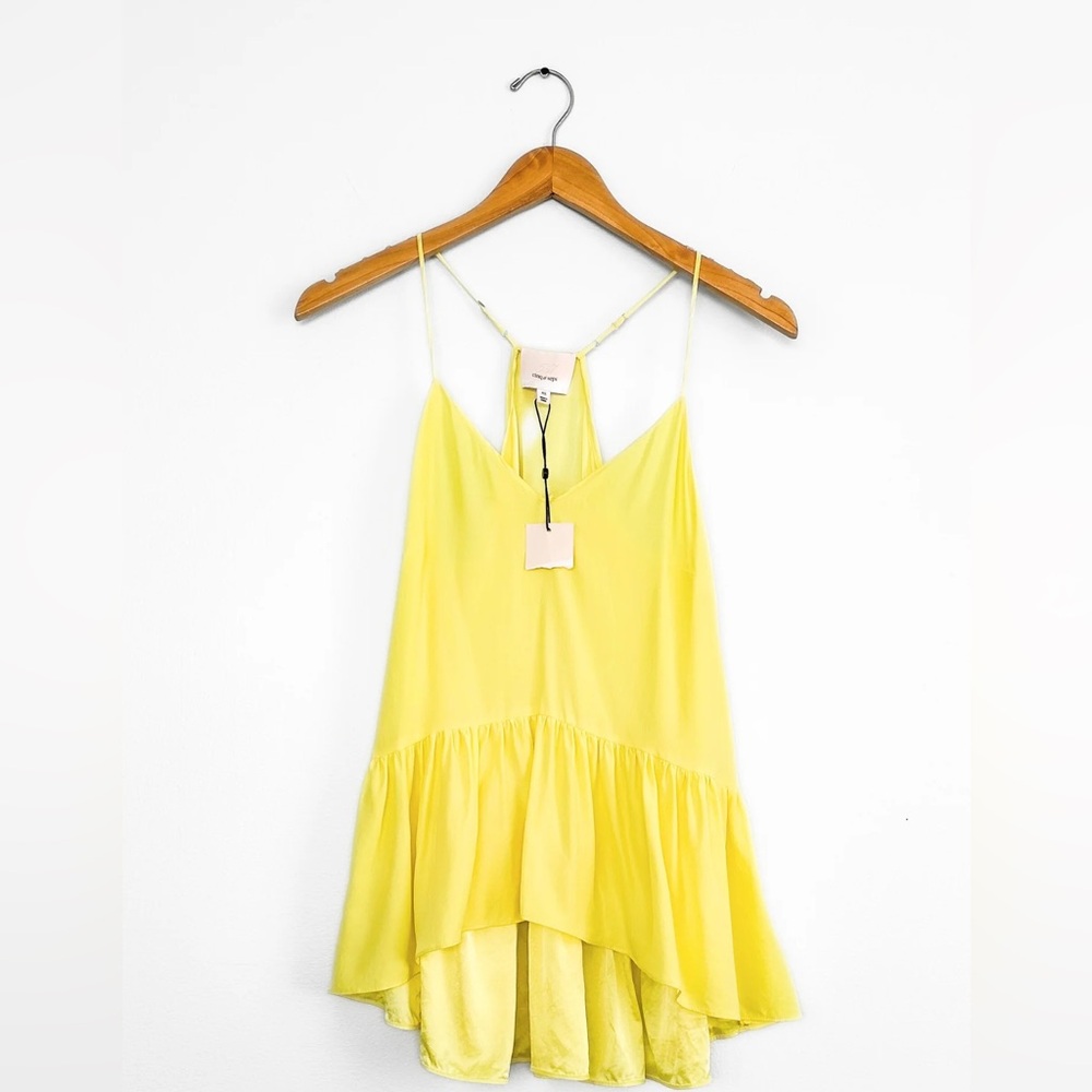 NWT Cinq à Sept Janet Silk Ruffle Peplum Racerback Top in Yellow Rose size XS - Picture 10 of 10